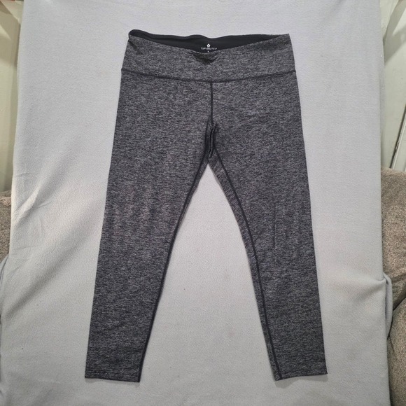 Tuff Athletics Pants - Tuff Athletics Gray Space Dye Yoga Leggings XL Cropped Performance Tights Zipped